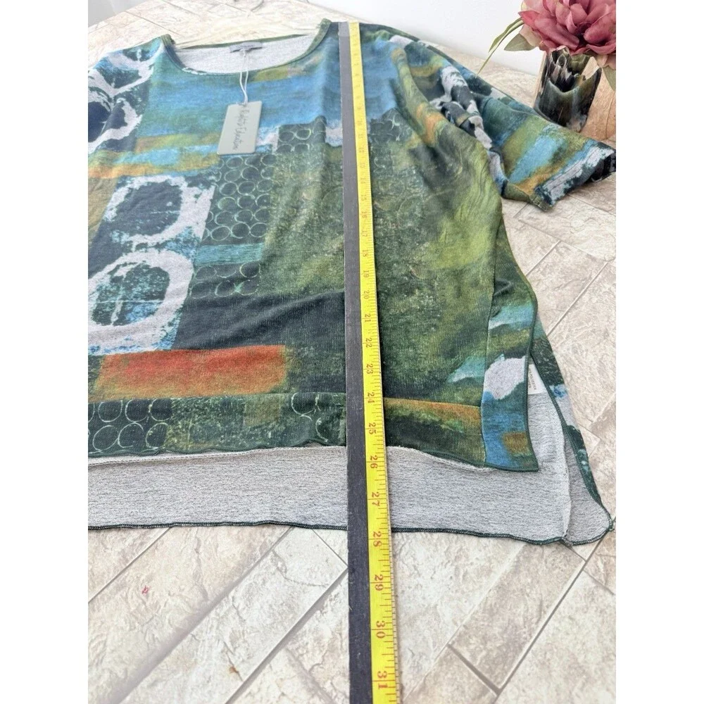 NEW Shana Top Womens Large Colorful Mixed Print Fleece Dolman - Picture 12 of 13